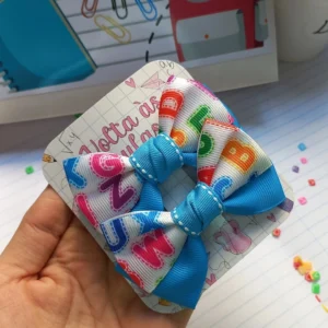 PARZINHO ESCOLAR ALFABETO AZUL CÉU E BRANCO