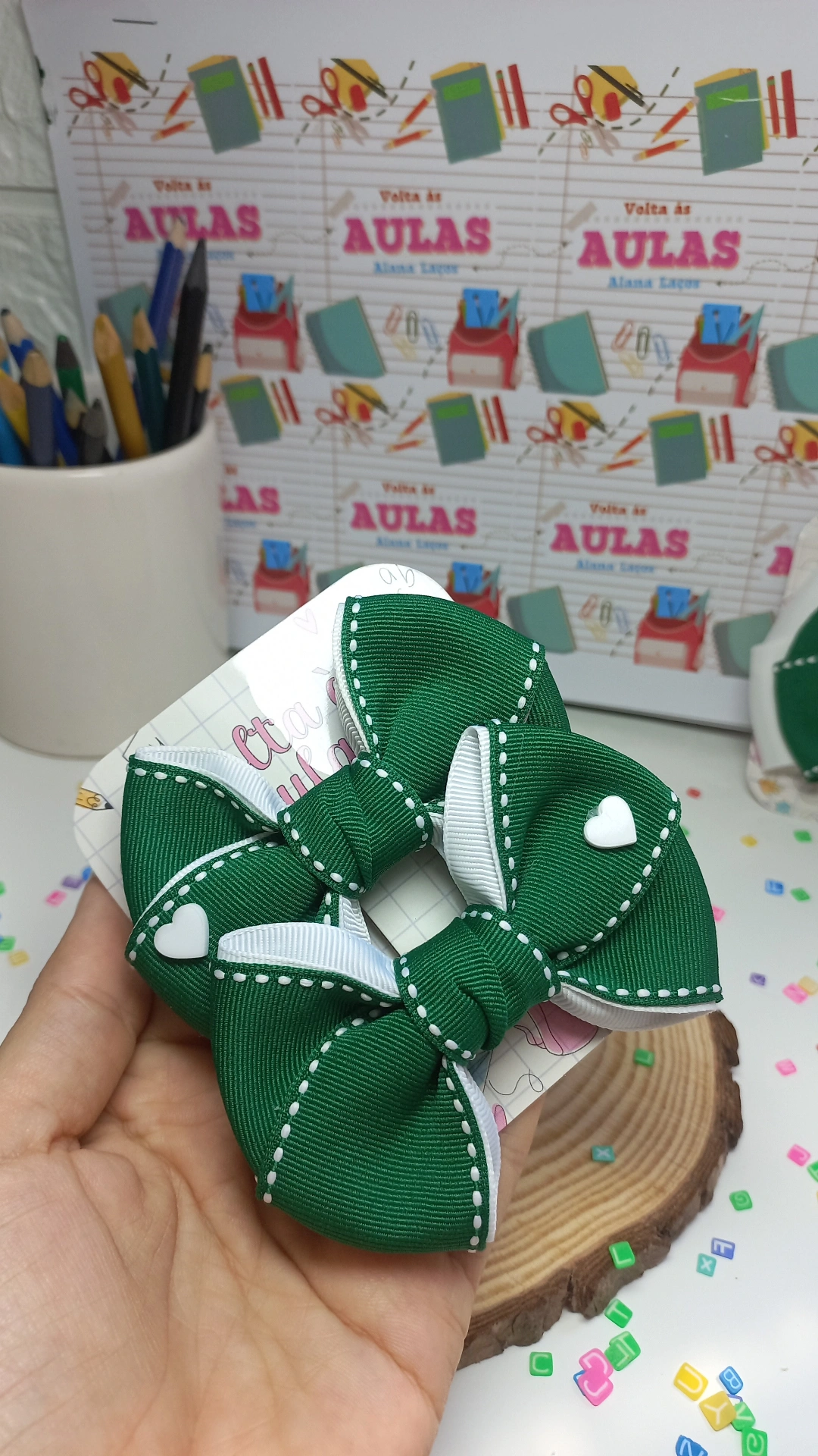 PARZINHO ESCOLAR VERDE BANDEIRA E BRANCO