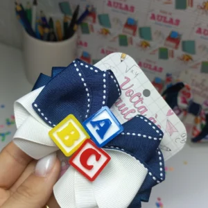 LAÇO ESCOLAR ABC AZUL MARINHO E BRANCO