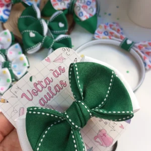 LAÇO ESCOLAR VERDE BANDEIRA E BRANCO