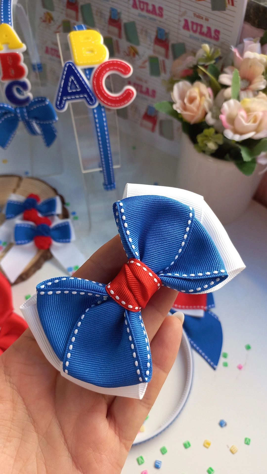 LAÇO ESCOLAR(AZUL,BRANCO,VERMELHO)