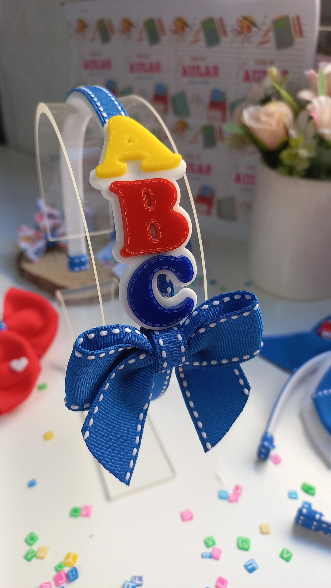 TIARA ESCOLAR ABC (AZUL ROYAL)