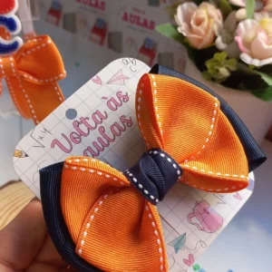 LAÇO ESCOLAR (LARANJA E AZUL MARINHO)
