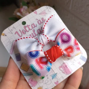 KIT 2 LACINHOS ESCOLAR VERMELHO E BRANCO