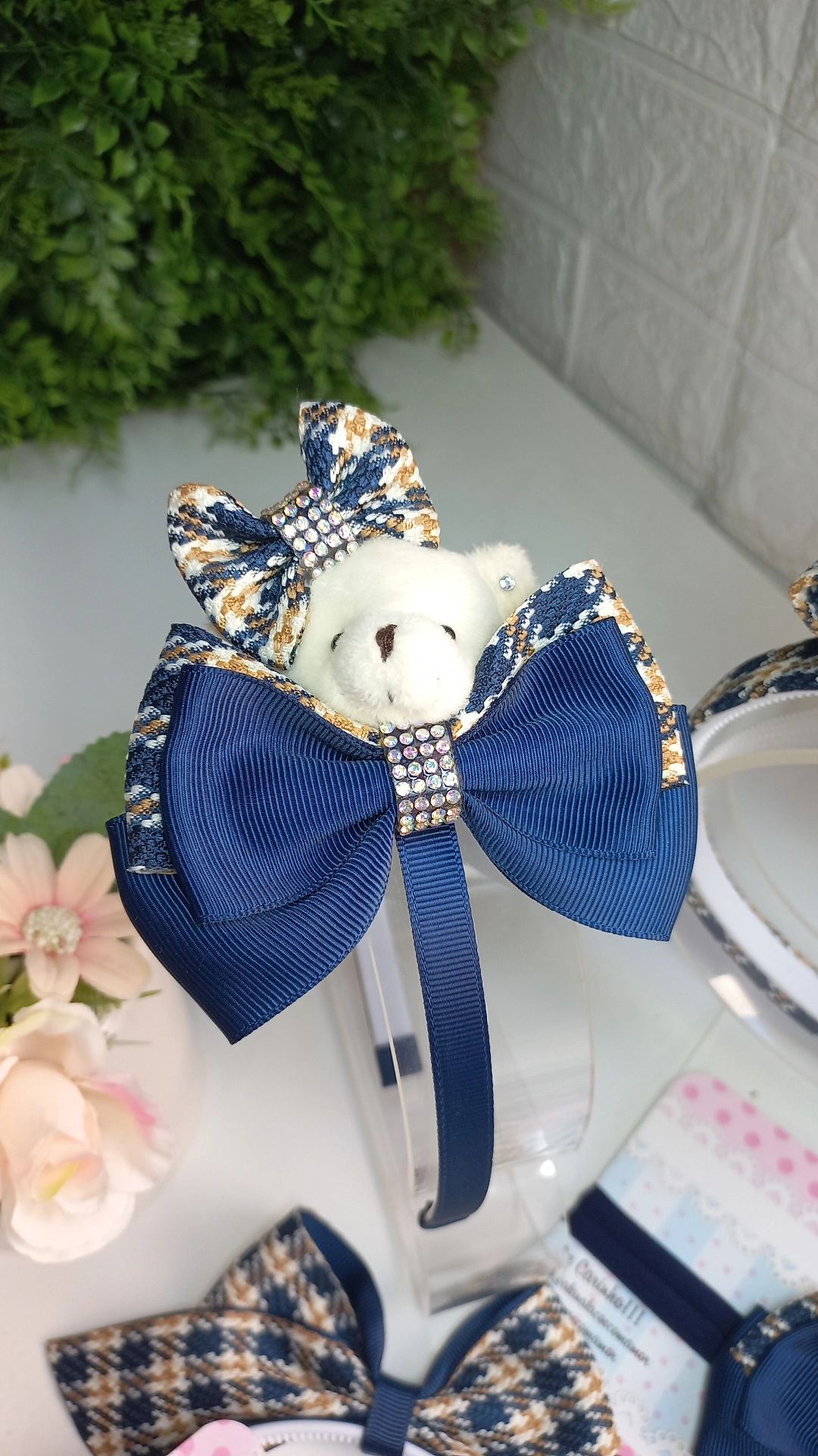 TIARA URSINHO AZUL MARINHO ESTAMPADO