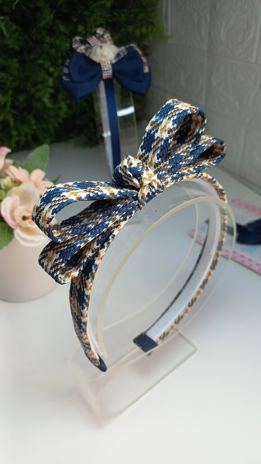 TIARA AZUL MARINHO ESTAMPADA