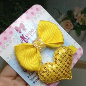 HAIR CLIP CORAÇÃO AMARELO