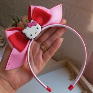 TIARA HELLO KITTY ROSA E VERMELHO