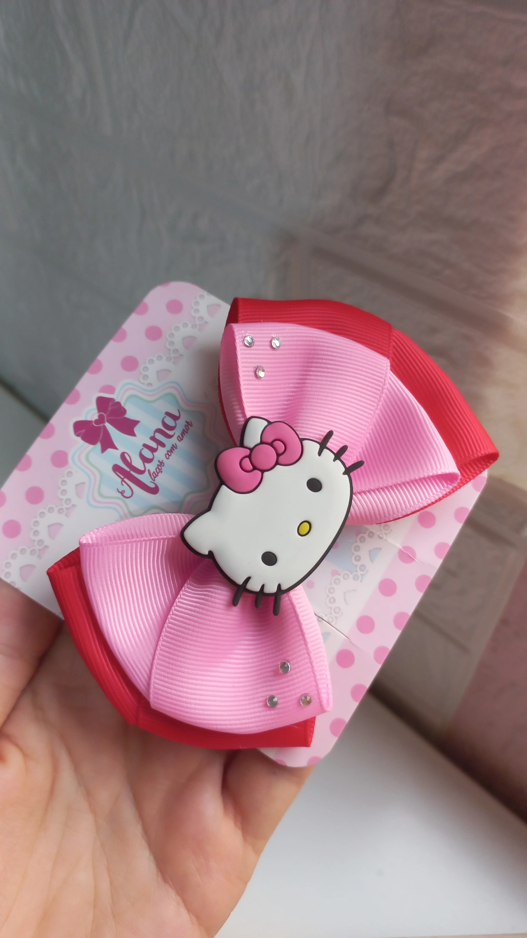 LAÇO HELLO KITTY ROSA E VERMELHO